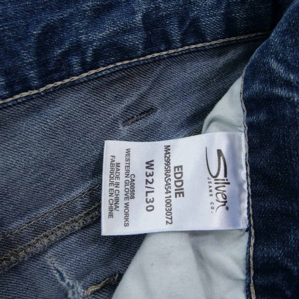 Silver Jeans Mens 32 Blue Eddie Straight Leg Mid Rise Zip Fly Denim